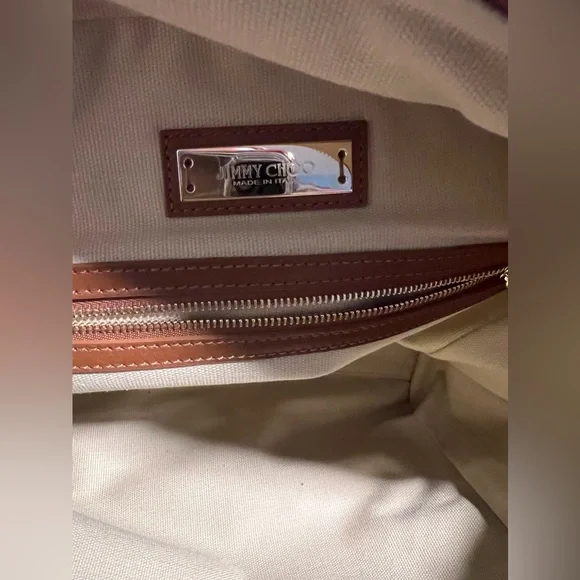 JIMMY CHOO Justine Handbag/Tote Brown/Tan Leather Shoulder Bag - Picture 11 of 16